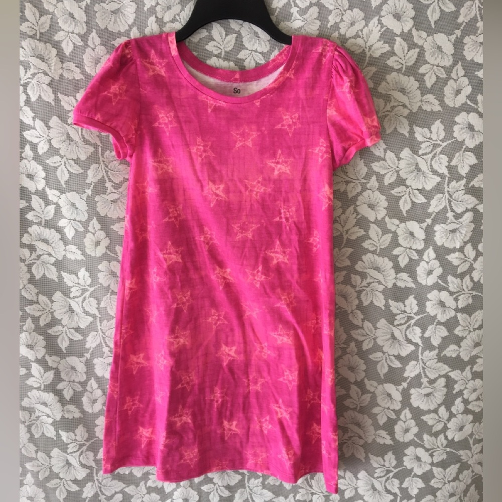 SO girls size Large pink puff sleeve dress NEW!